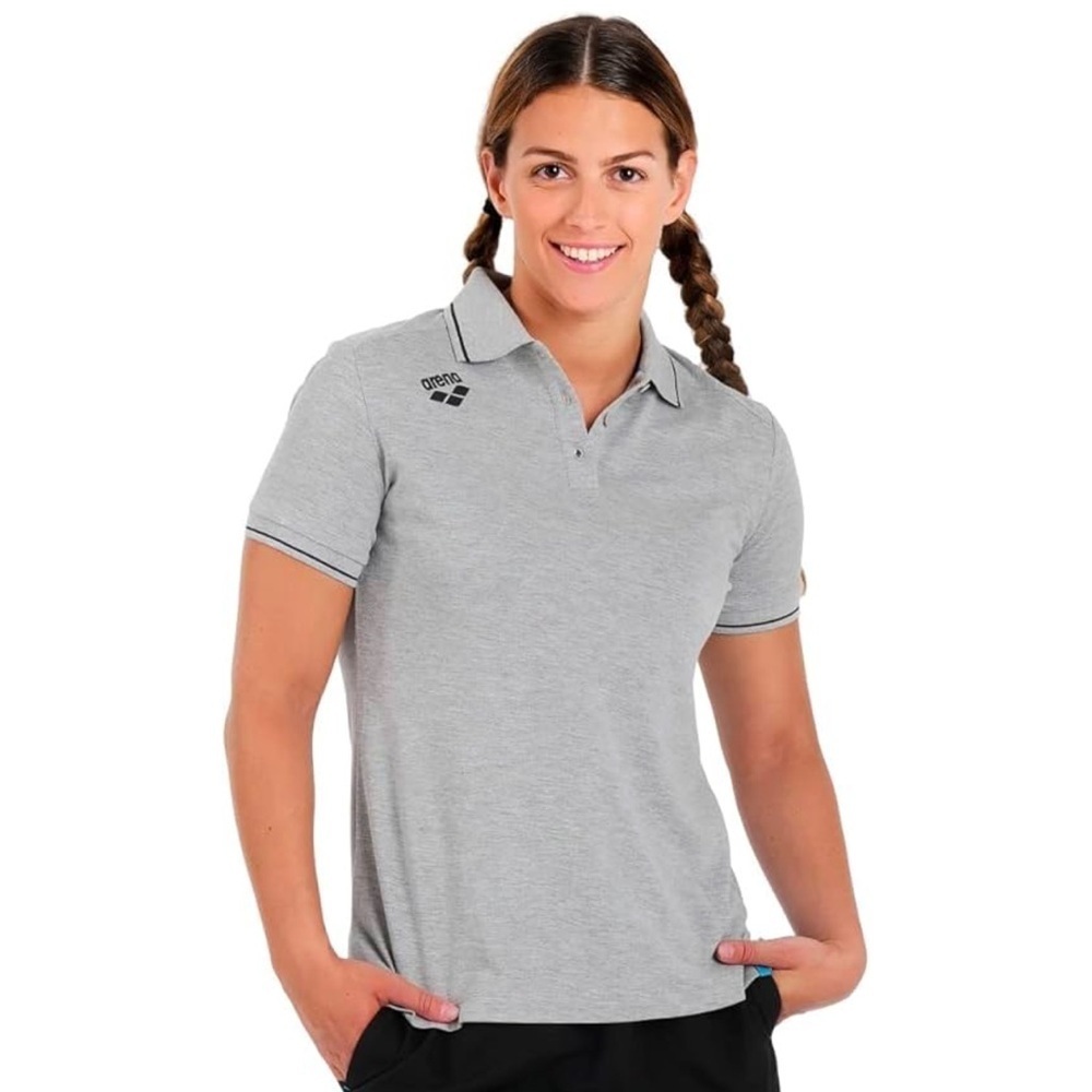Arena Men's Solid Team Polo Shirt Heather Grey Size Medium NWT